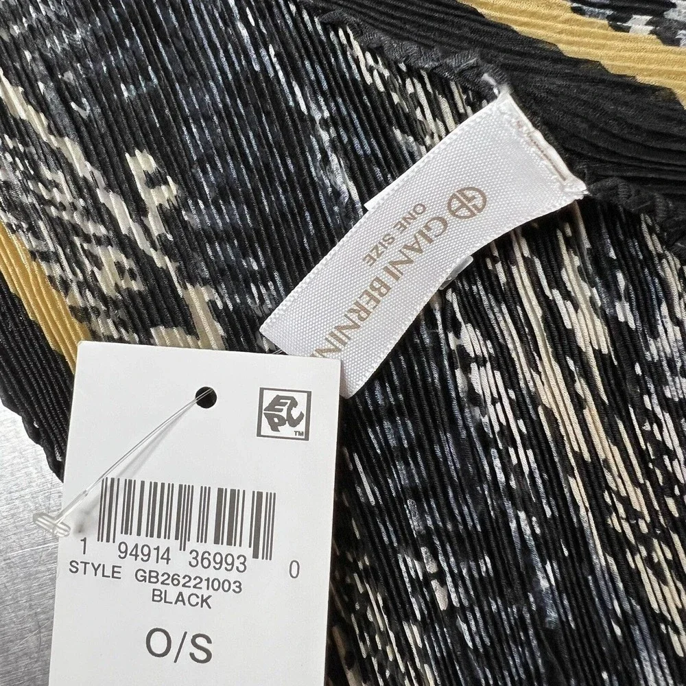 Giani Bernini‎ Snake Print Pleated Square Scarf Black New